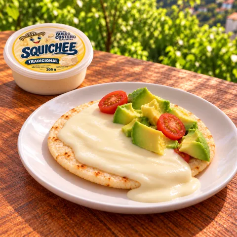 Arepa con Squichee Tradicional y su pote de 200 g